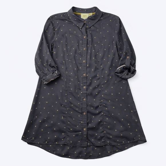 Maeve Tops - Maeve Anthropologie Womens M Monika Tunic Blouse Navy Dot Modal Button Front